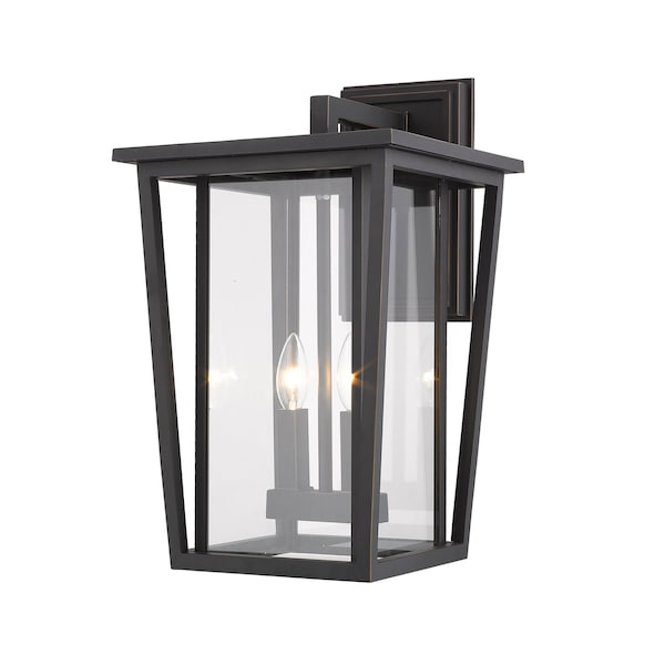 Z-Lite Seoul 2 Light Outdoor Wall Sconce, Oil Rubbed Bronze & Clear 571B-ORB - main